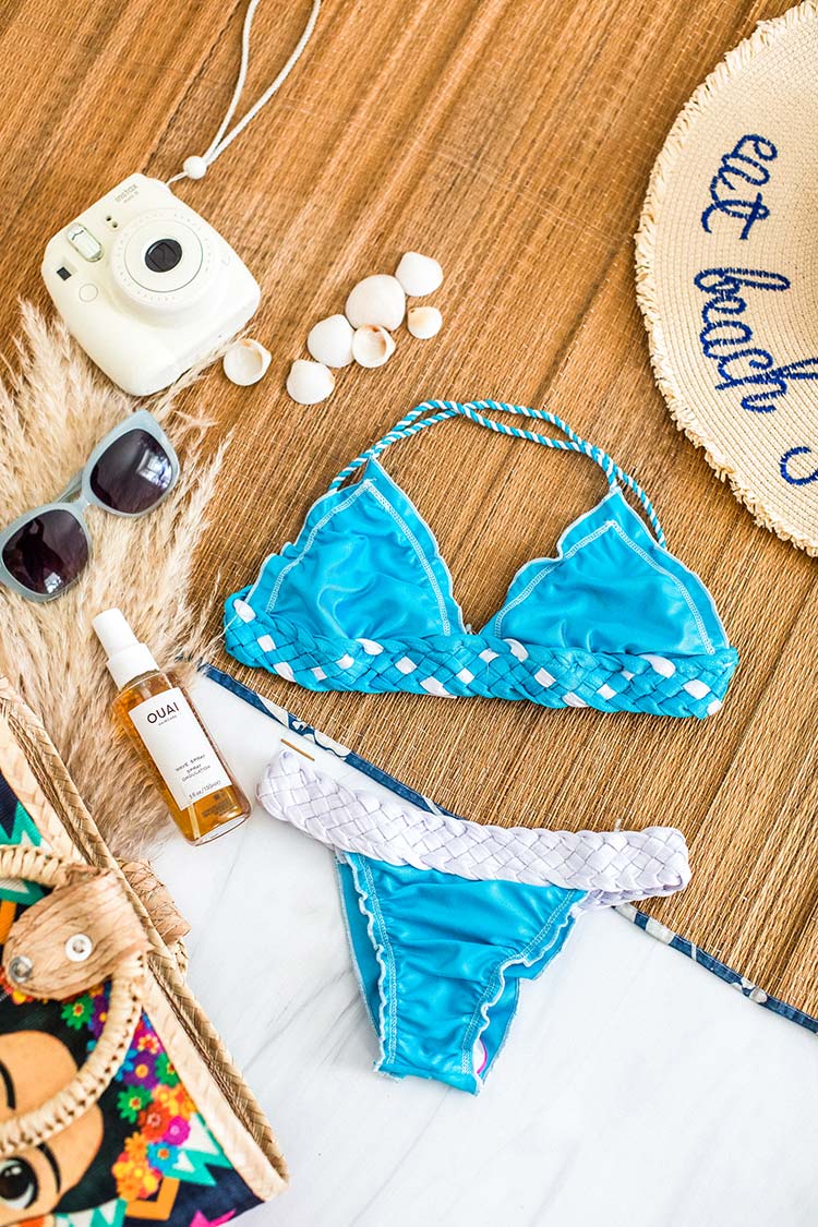 Turquoise Blue And White Two-Piece Bikini